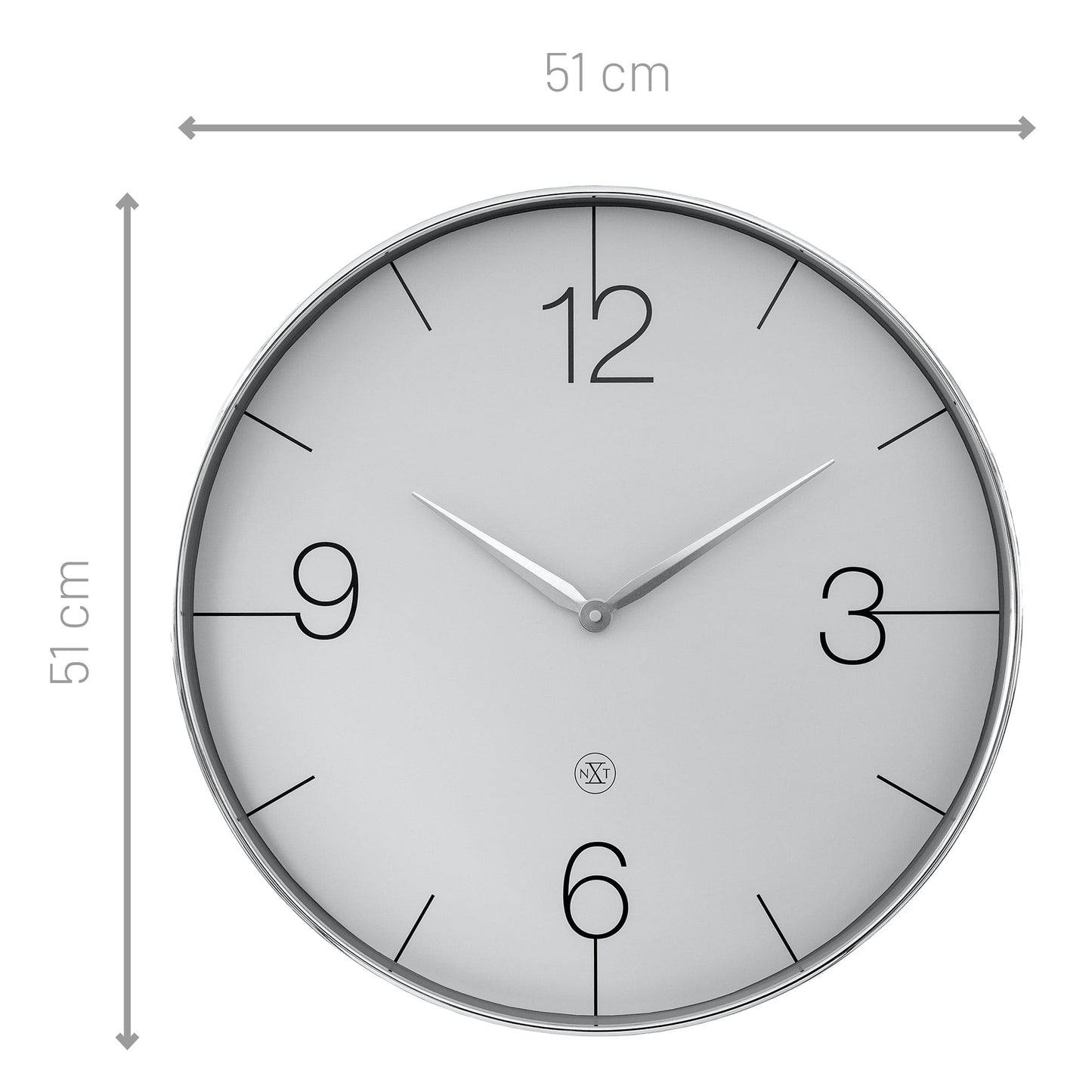 Wall clock 51cm-Silent-Gold/Chrome/Grey-Plastic-nXt 'Finesse Large'