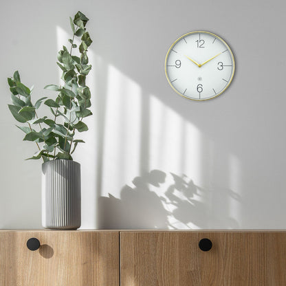 NeXtime Clocks Finesse wall clock, 30.5cm, silent operation with gold, chrome, and grey plastic finish.