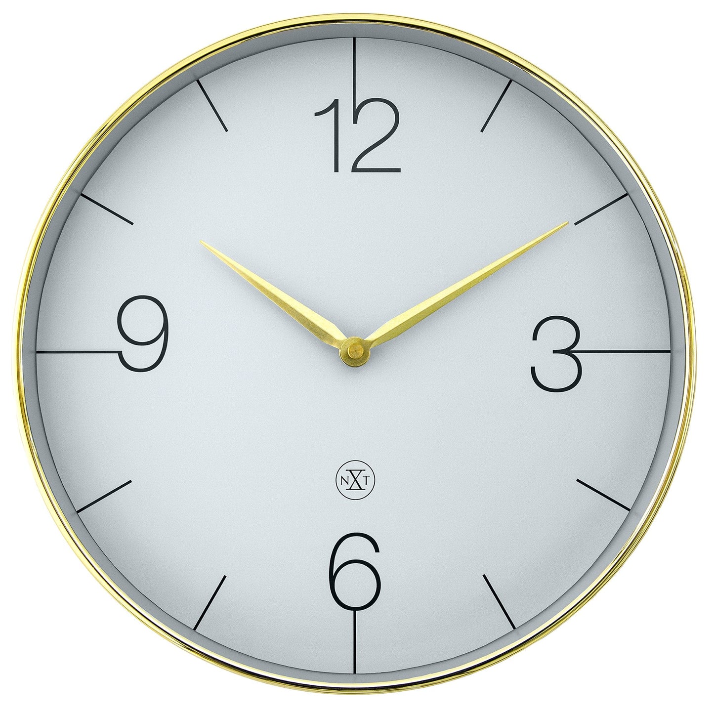 Wall clock 30.5cm-Silent-Gold/Chrome/Grey-Plastic-nXt 'Finesse'