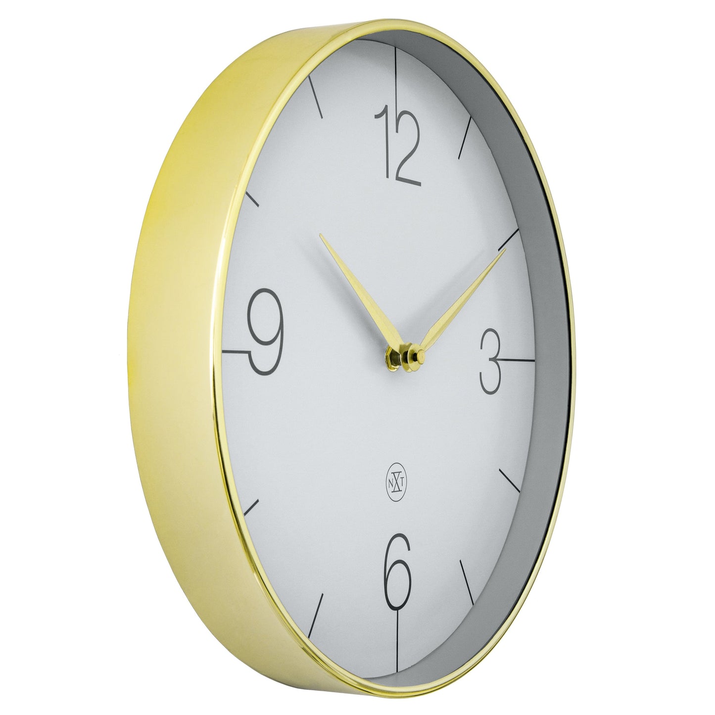 Wall clock 30.5cm-Silent-Gold/Chrome/Grey-Plastic-nXt 'Finesse'