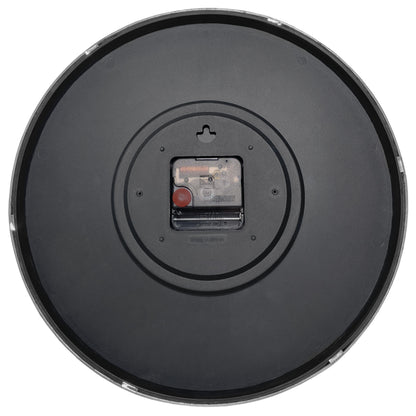 NeXtime Finesse wall clock with a 30.5cm diameter, silent mechanism, gold, chrome, and grey plastic finish, back view.
