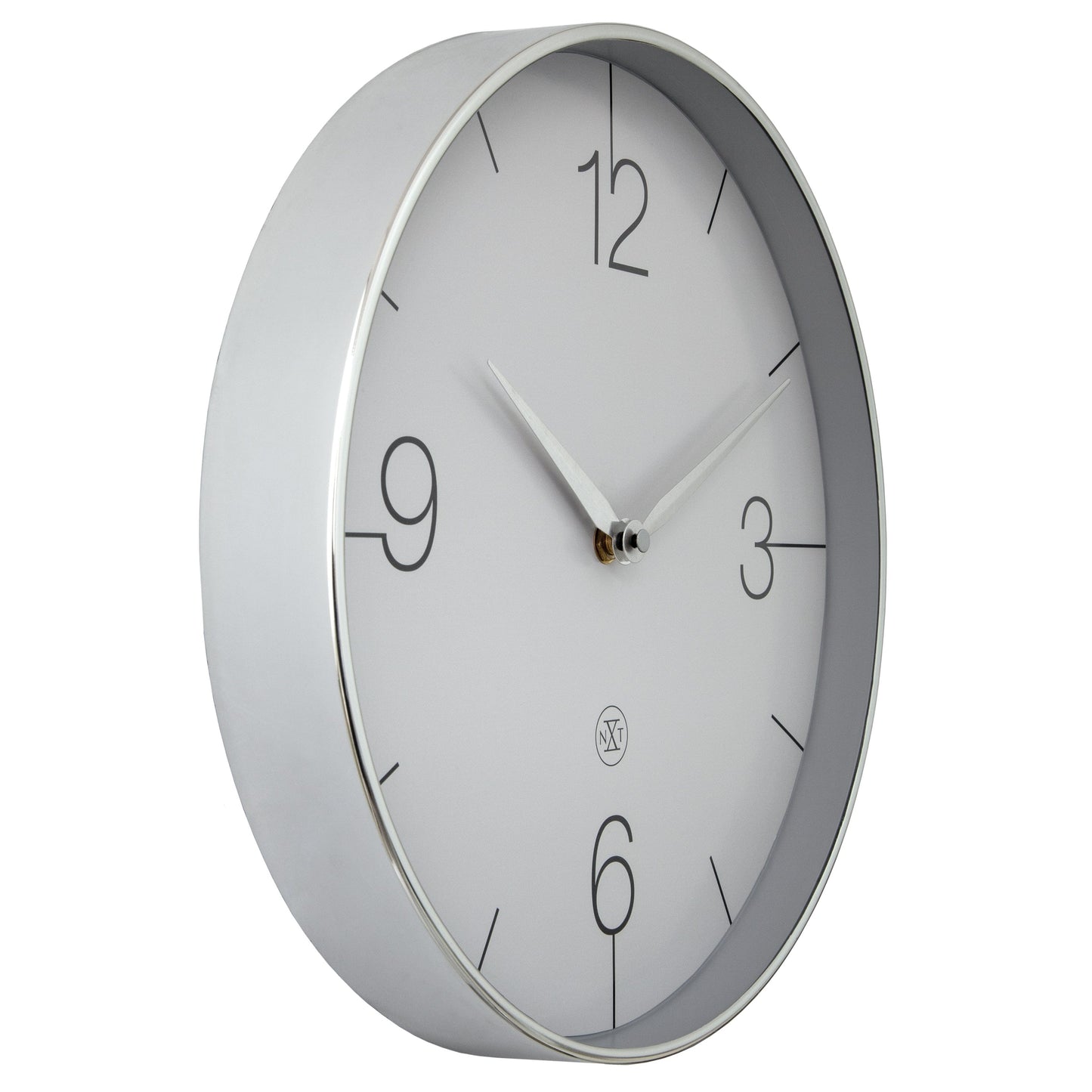 Wall clock 30.5cm-Silent-Gold/Chrome/Grey-Plastic-nXt 'Finesse'