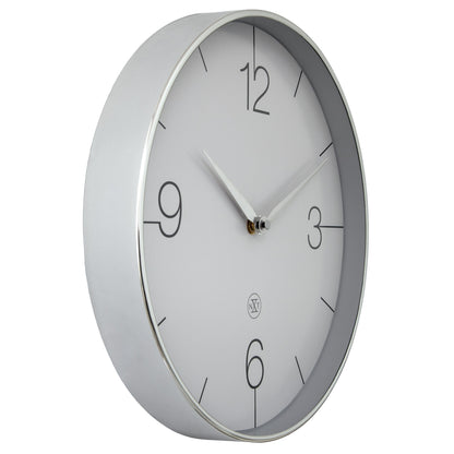 NeXtime Finesse wall clock, 30.5cm, silent operation, gold, chrome, and grey plastic design, showing a modern timepiece.