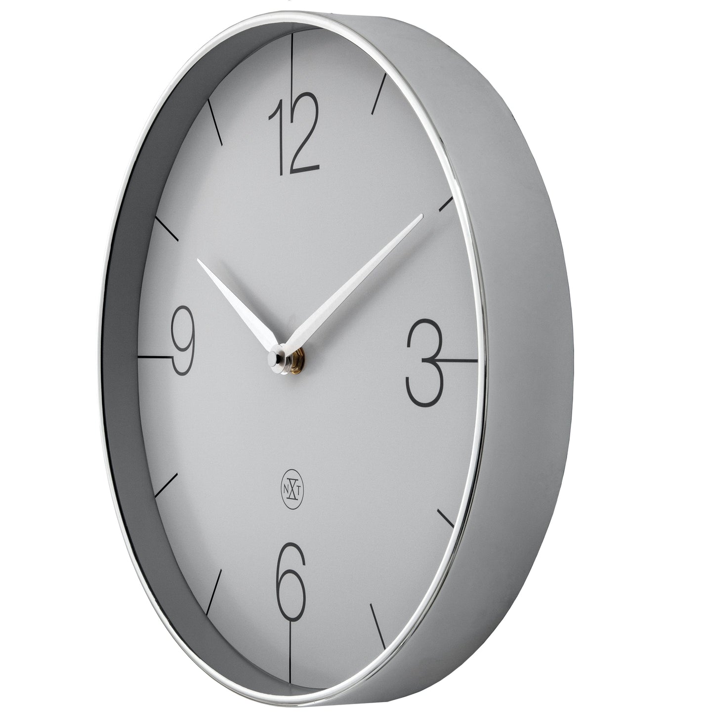 Wall clock 30.5cm-Silent-Gold/Chrome/Grey-Plastic-nXt 'Finesse'