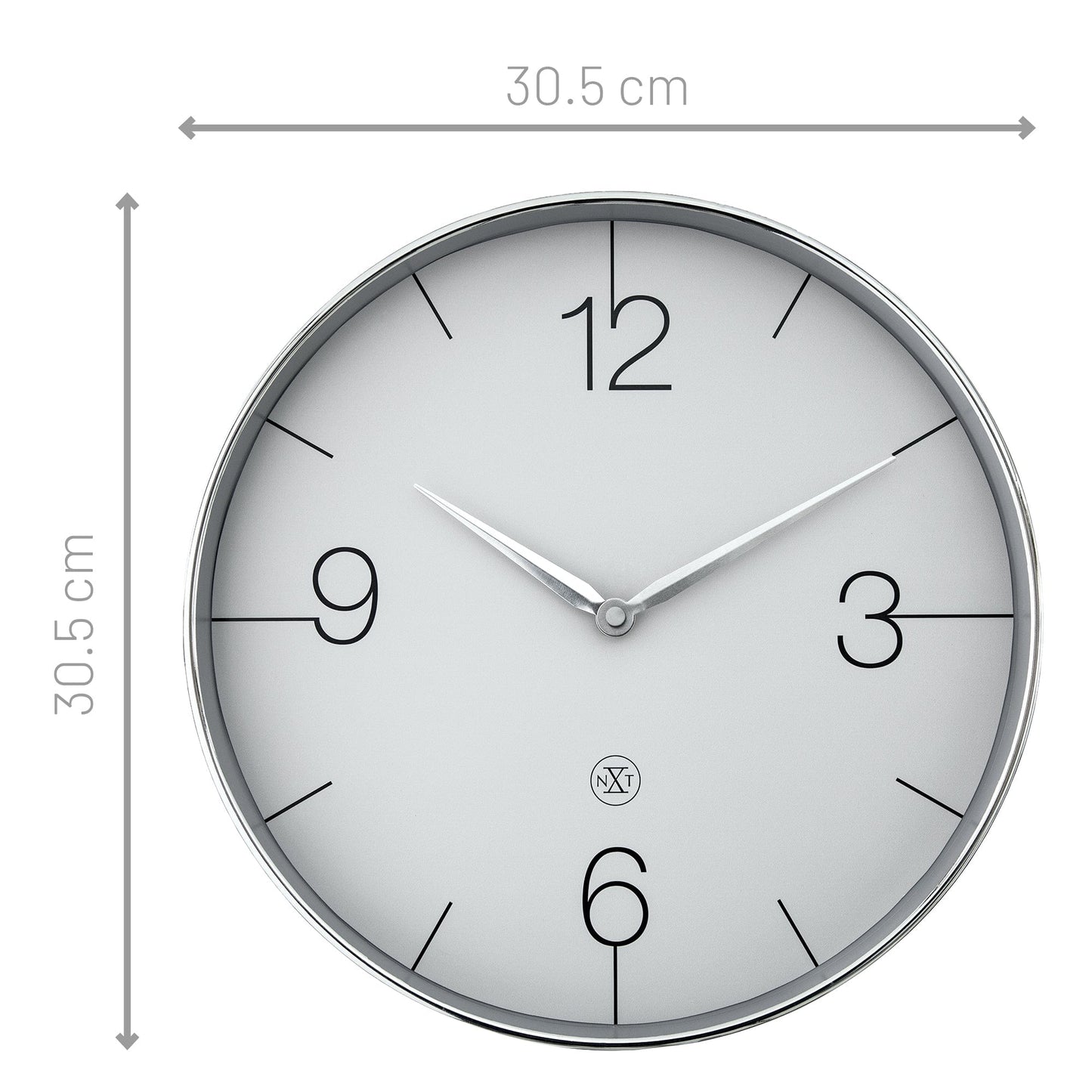 Wall clock 30.5cm-Silent-Gold/Chrome/Grey-Plastic-nXt 'Finesse'