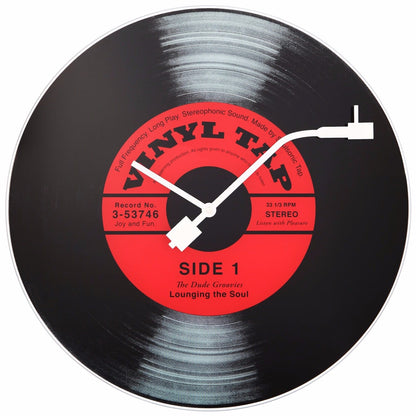 NeXtime Clocks vinyl tap wall clock, 43 cm diameter, glass face with vinyl record design, decorative home timepiece