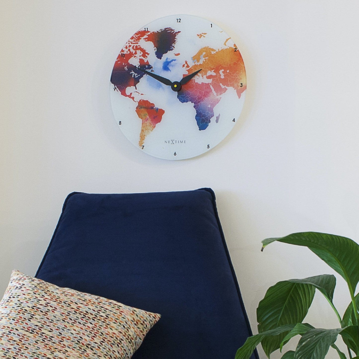 Wall clock -  43 cm - Glass - 'Colorful World'