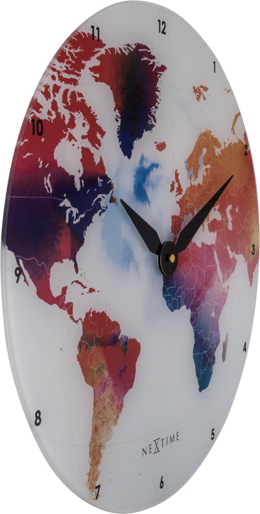 Wall clock -  43 cm - Glass - 'Colorful World'