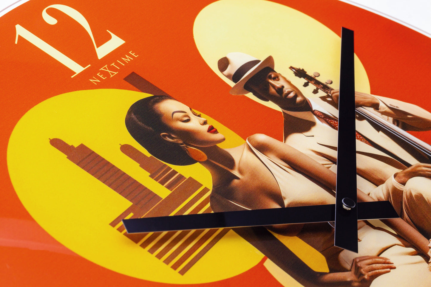 Wall clock - 43cm - Silent - Multicolour - Glass - 'Jazz'