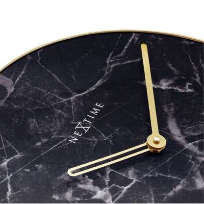 NeXtime Clocks 40cm marble glass and metal wall clock with modern design, featuring a sleek, minimalist appearance.