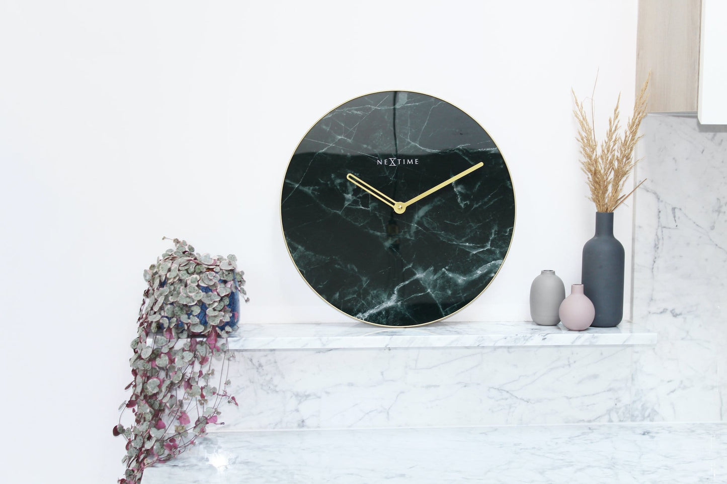 Wall clock -  40 cm - Glass / Metal - 'Marble'