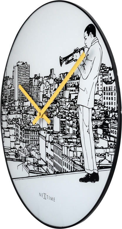 Wall clock -  40 cm - Glass / Metal - Trumpet City