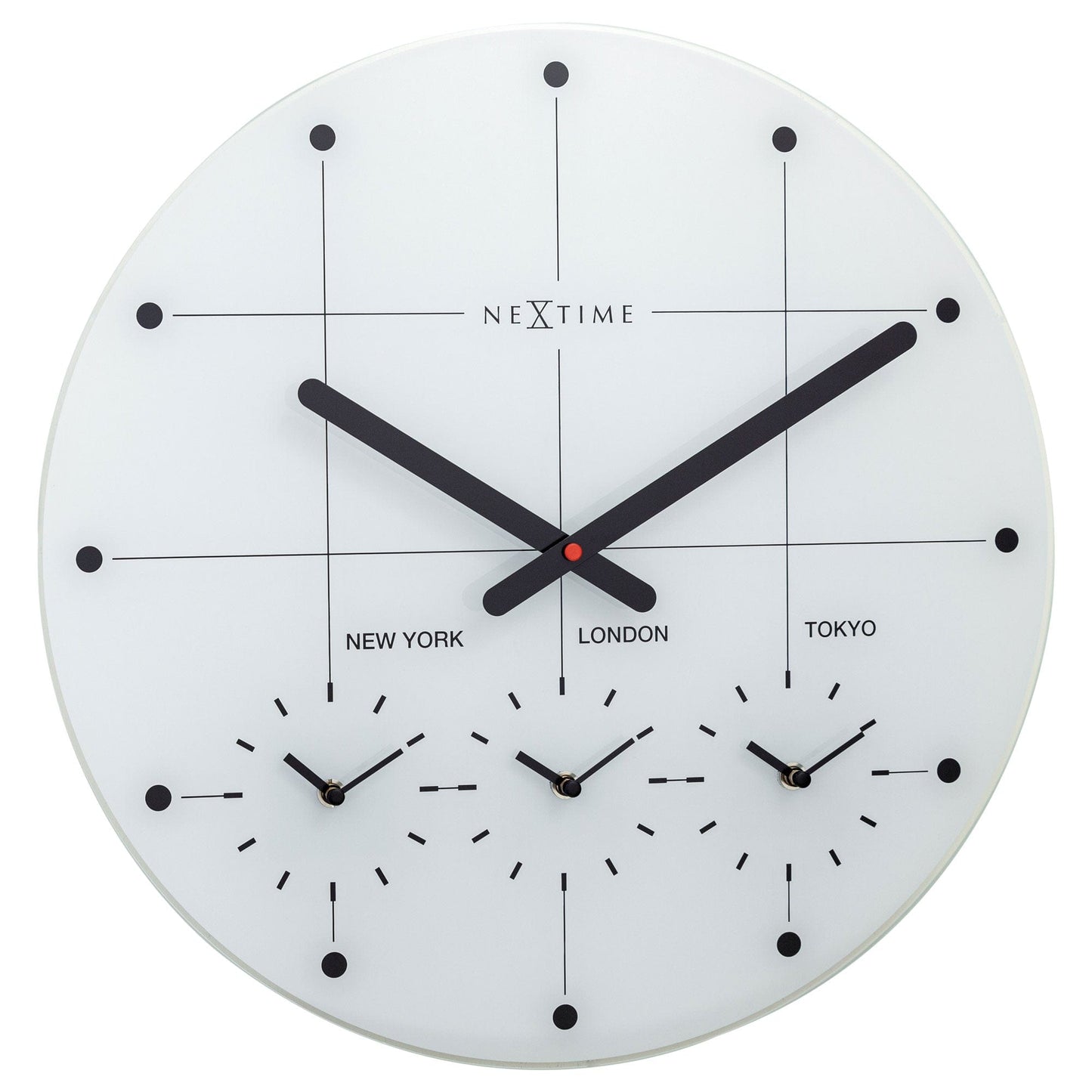 Wall Clock 43cm - Silent - Glass - "Big City"