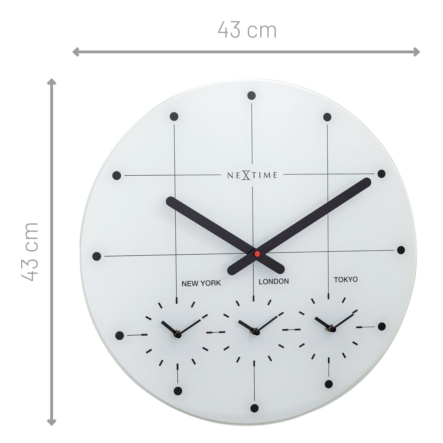 Wall Clock 43cm - Silent - Glass - "Big City"