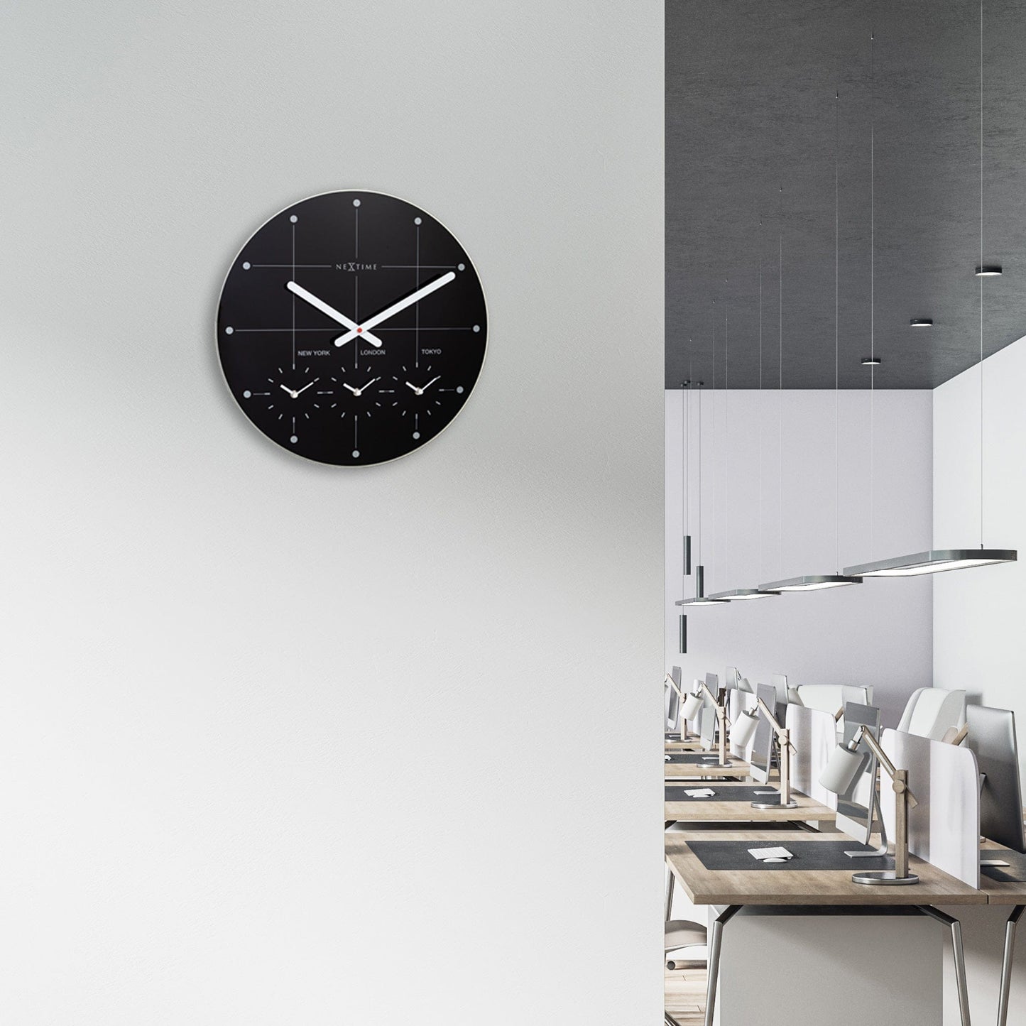 Wall Clock 43cm - Silent - Glass - "Big City"