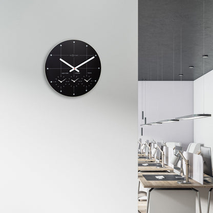 NeXtime Clocks 43cm silent wall clock with glass face featuring a "Big City" design, ideal for modern home decor.