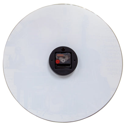NeXtime Blues wall clock, 43cm with silent movement, multicolour glass design, showcasing a modern decorative timepiece.