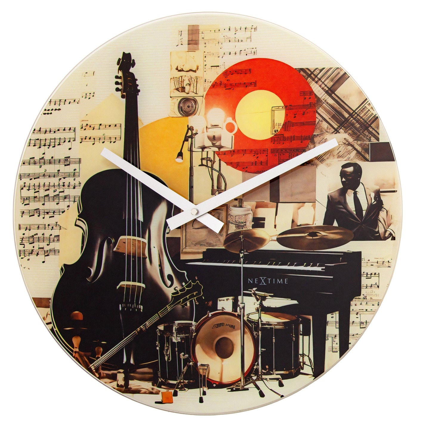 Wall clock 43cm-Silent-Multicolour-Glass-NeXtime 'Blues'