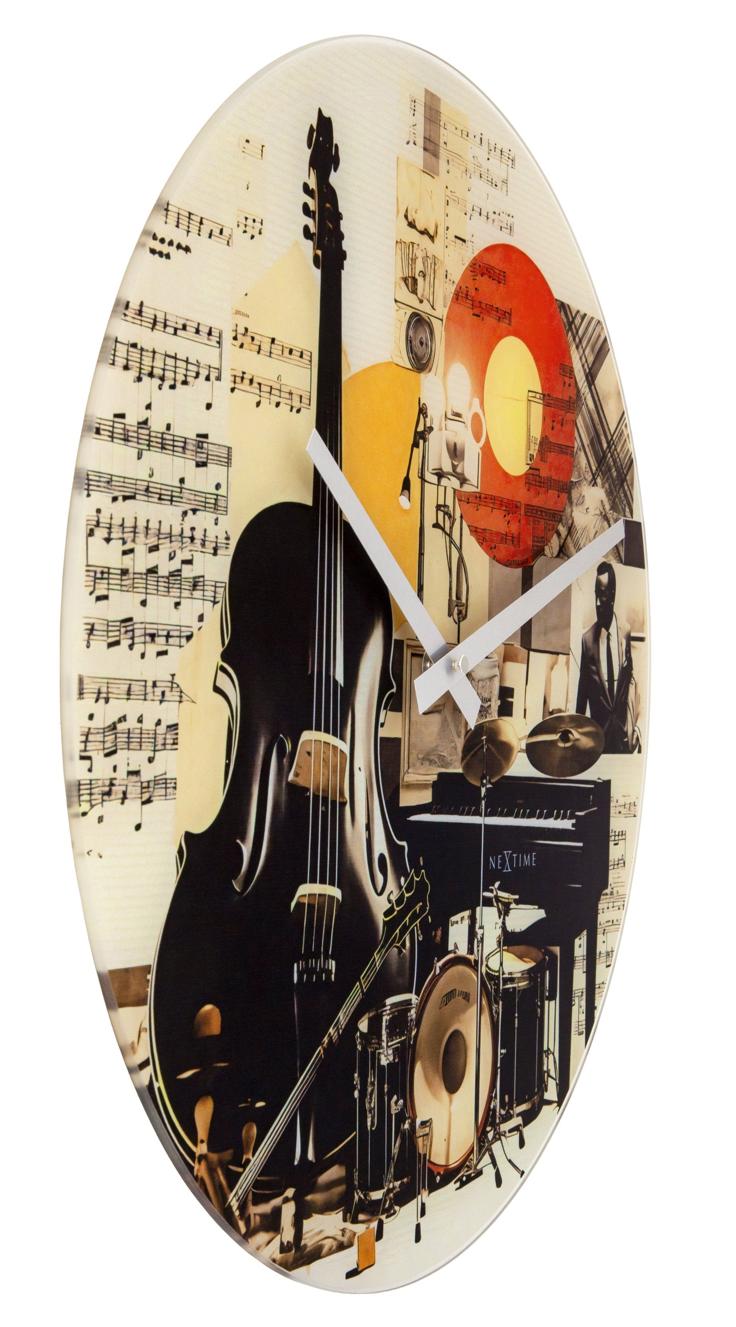 Wall clock 43cm-Silent-Multicolour-Glass-NeXtime 'Blues'