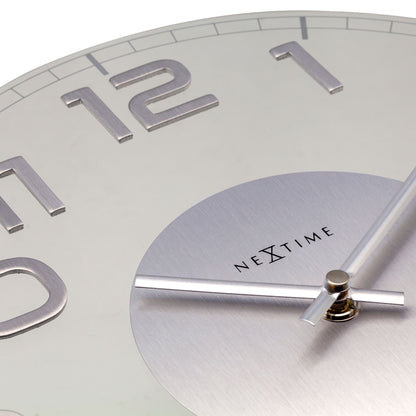 NeXtime Clocks Classy Round wall clock with glass face, 30x3.5 cm, featuring a sleek round design and minimalist style.