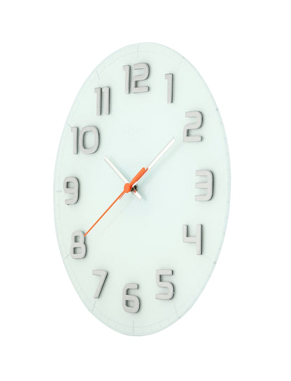 NeXtime Clocks Classy Round wall clock, 30x3.5 cm glass design, showing the right side with sleek round shape.