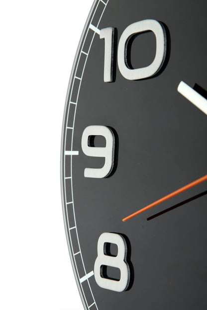 NeXtime Clocks glass wall clock, 30x3.5 cm, round design with sleek glass face, model 'Classy Round'.
