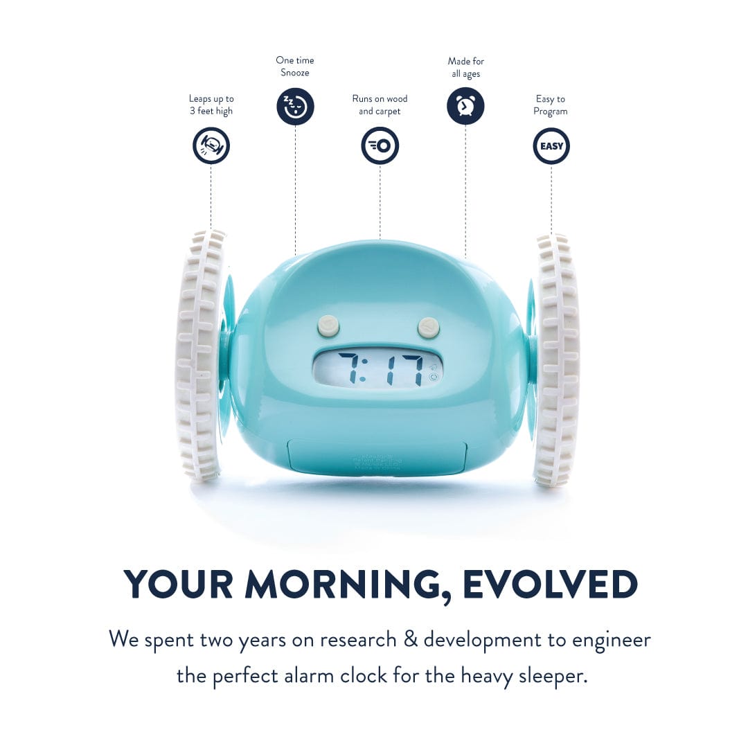 Clocky Blue - Alarm clock on wheels