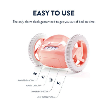 Clocky Pink - Alarm clock on wheels