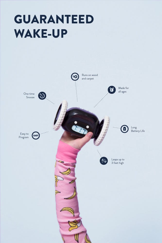 Clocky Black - Alarm clock on wheels