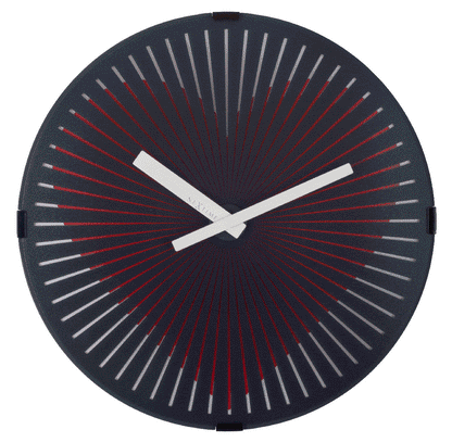 Red plastic wall clock with a heart-shaped motion design, 30 cm diameter by NeXtime Clocks.