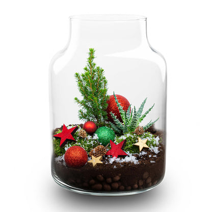 Frosty Christmas terrarium - Bottle garden DIY kit - Ø 17 cm ↑ 25 cm