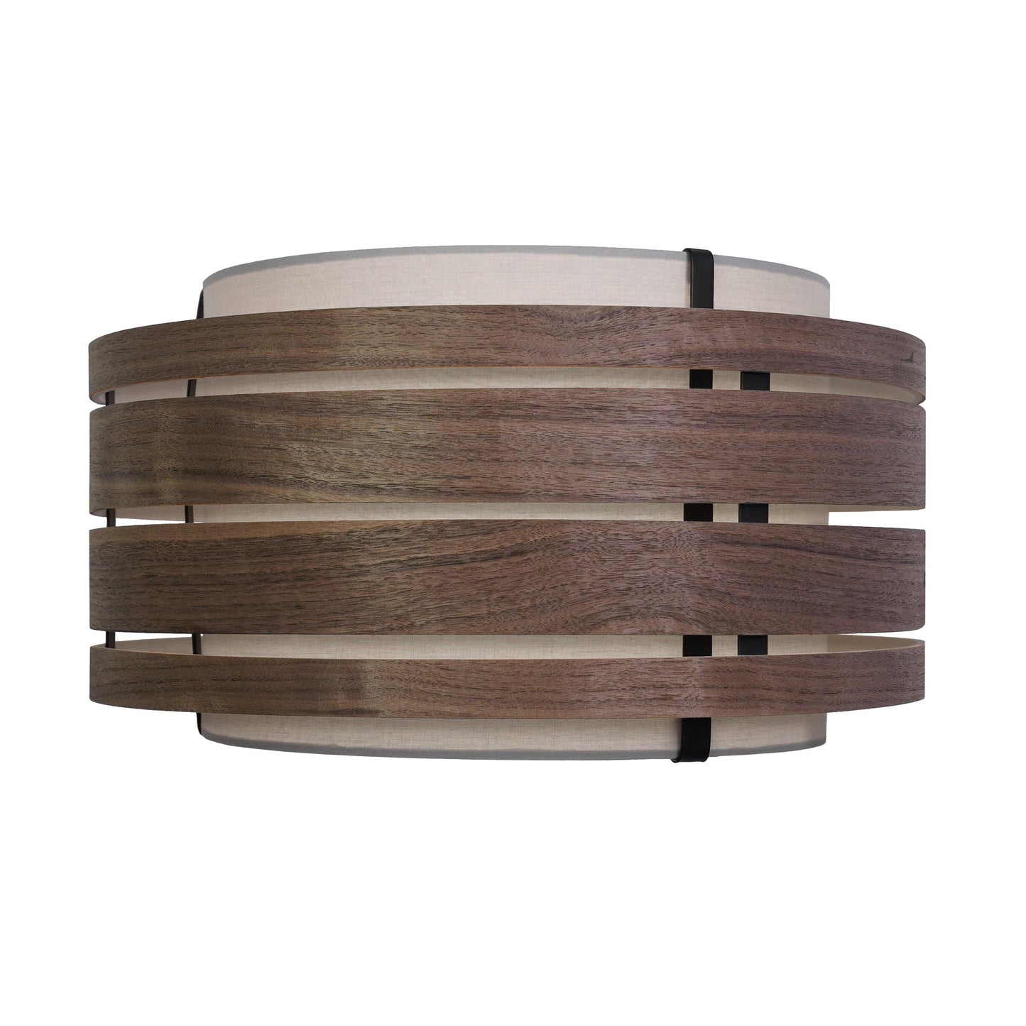 Donkere walnoothouten lampenkap van 40 cm van NeXtime Clocks, met stoffen binnenkant voor sfeervol licht.