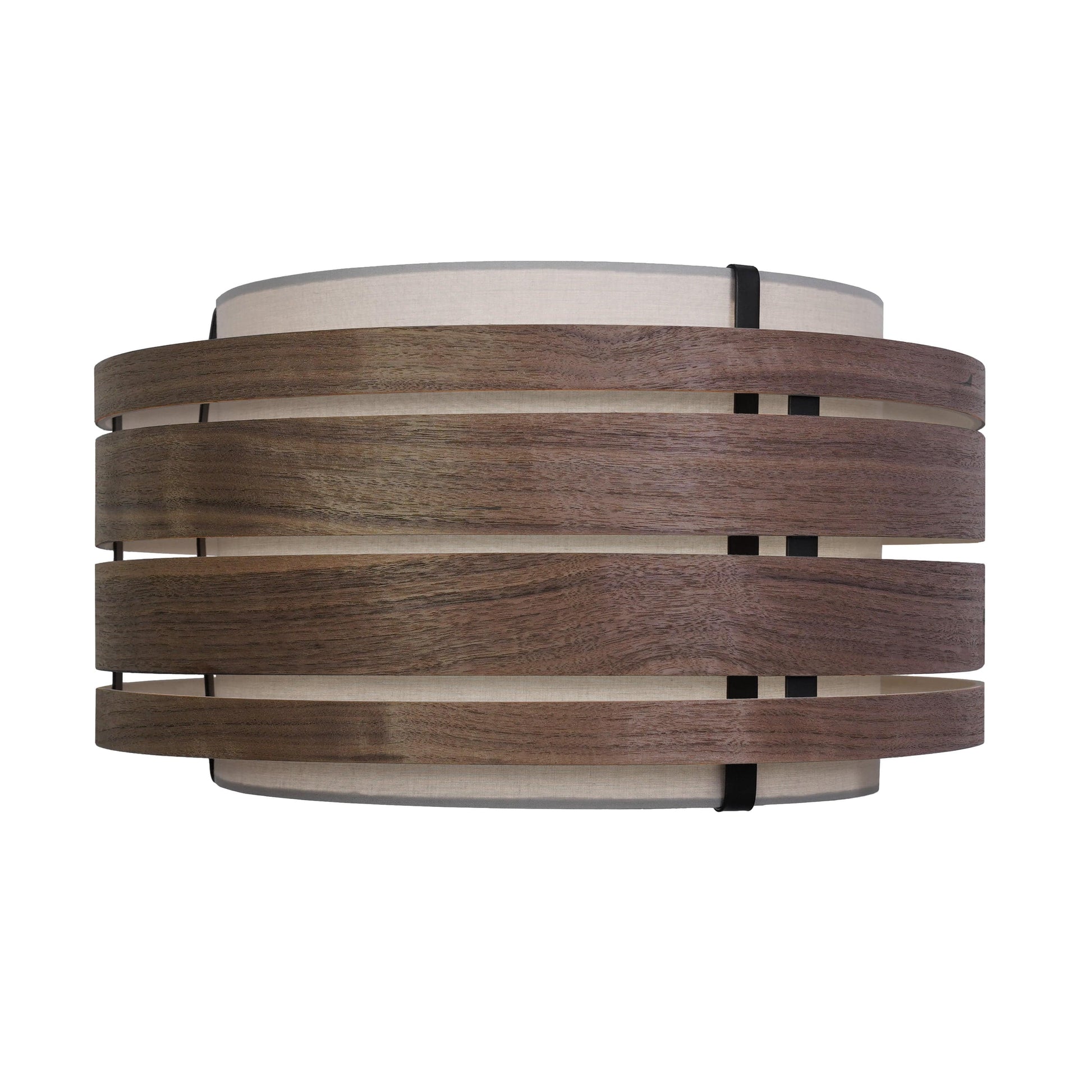 Donkere walnoothouten lampenkap van 40 cm van NeXtime Clocks, met stoffen binnenkant voor sfeervol licht.