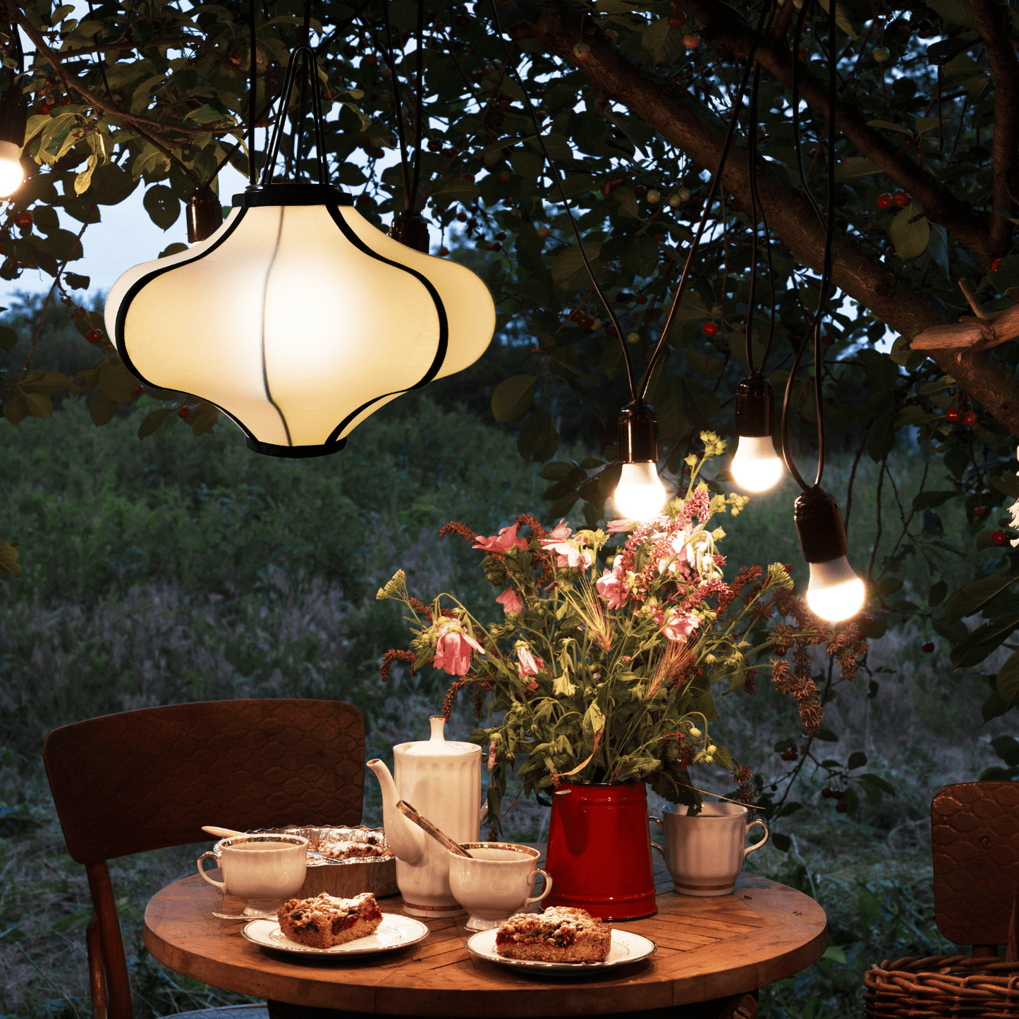 NeXtime Clocks Lumi lantern-style fabric lamp shade, 40cm diameter, elastic material, white and gray design for ambient lighting.