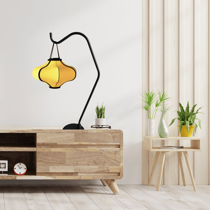NeXtime Clocks fabric lantern lamp shade, 40cm, elastic design in yellow, suitable for lighting and decorative use