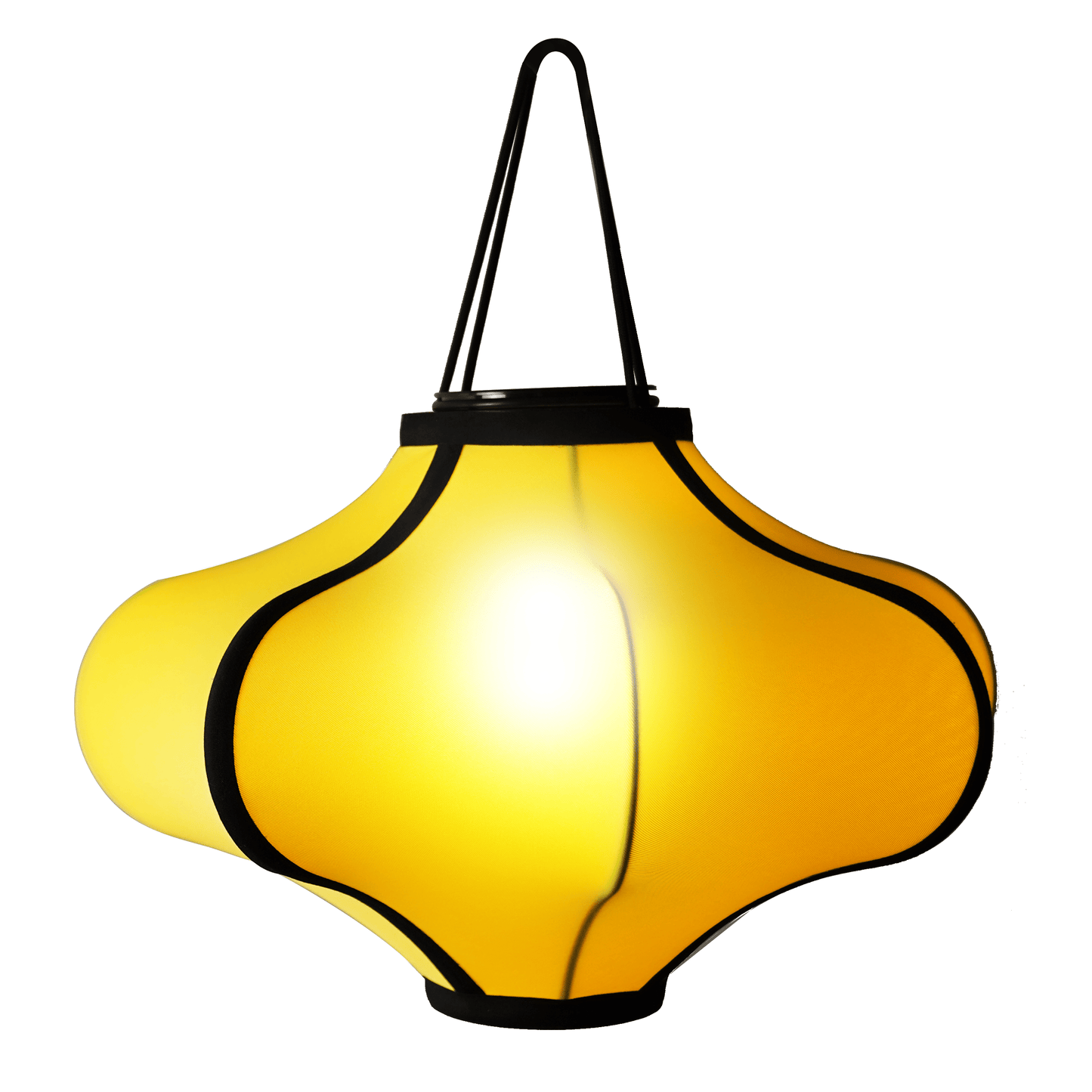 NeXtime Clocks Lumi fabric lamp shade, 40cm lantern-style elastic lighting shade with a soft yellow color, front view image