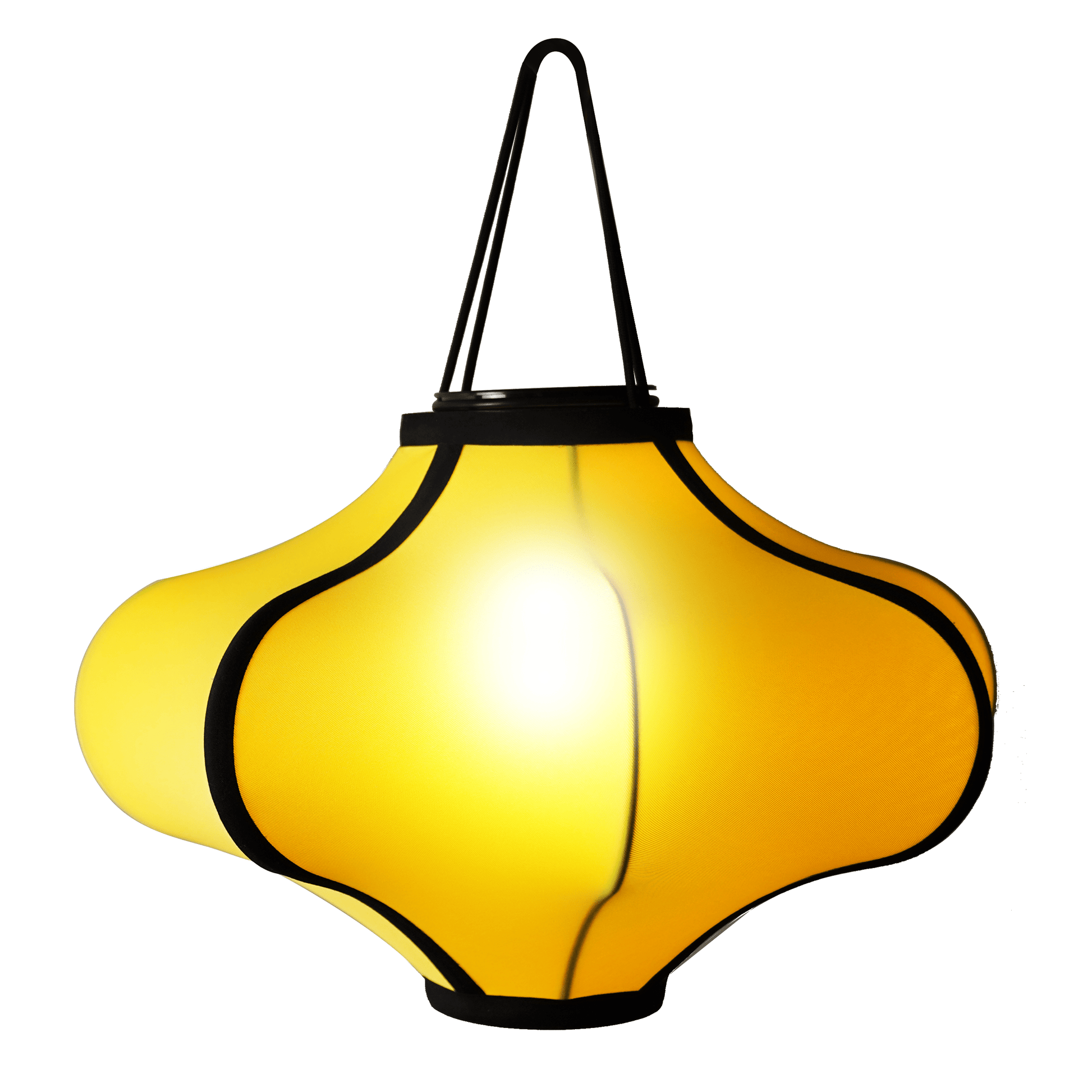 NeXtime Clocks Lumi fabric lamp shade, 40cm lantern-style elastic lighting shade with a soft yellow color, front view image