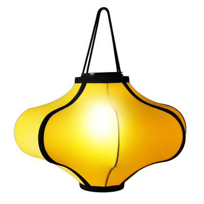 NeXtime Clocks Lumi fabric lamp shade, 40cm lantern-style elastic lighting shade with a soft yellow color, front view image