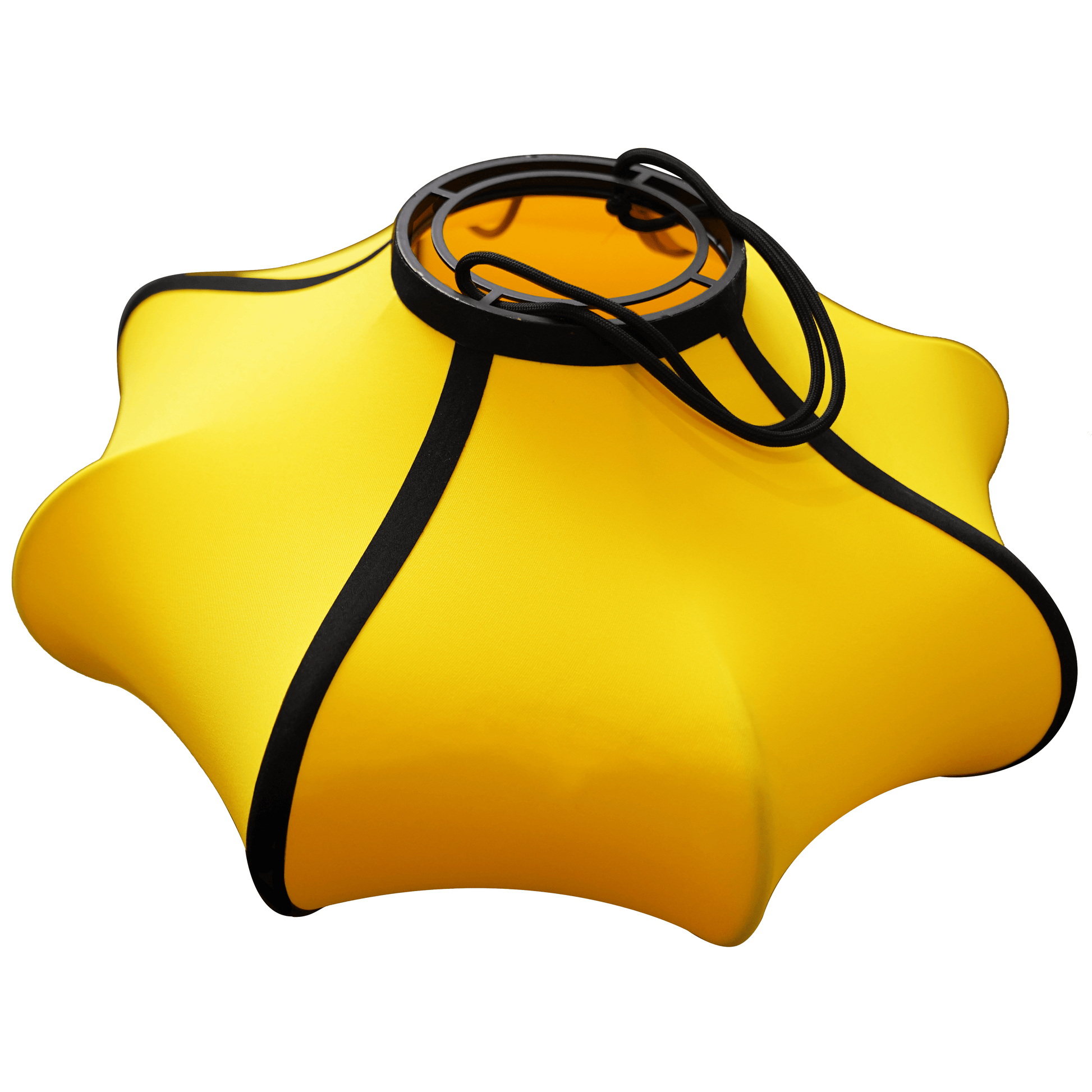 Yellow lantern-style fabric lamp shade from NeXtime Clocks, 40cm diameter, elastic material, ideal for modern lighting decor.