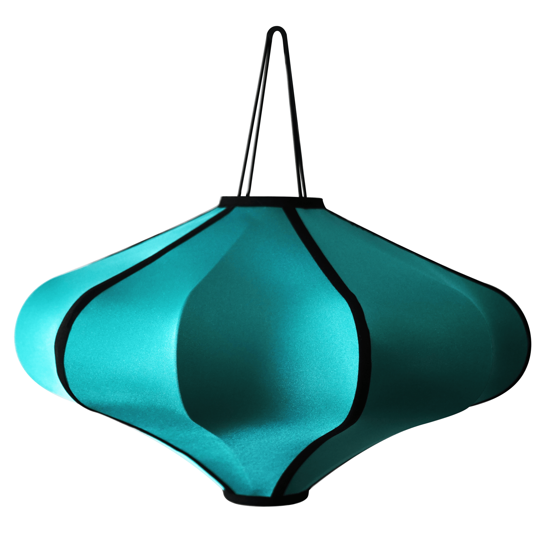 NeXtime Clocks Lumi 60cm lantern-style elastic fabric lamp shade with a soft, diffused glow, shown from the front view.