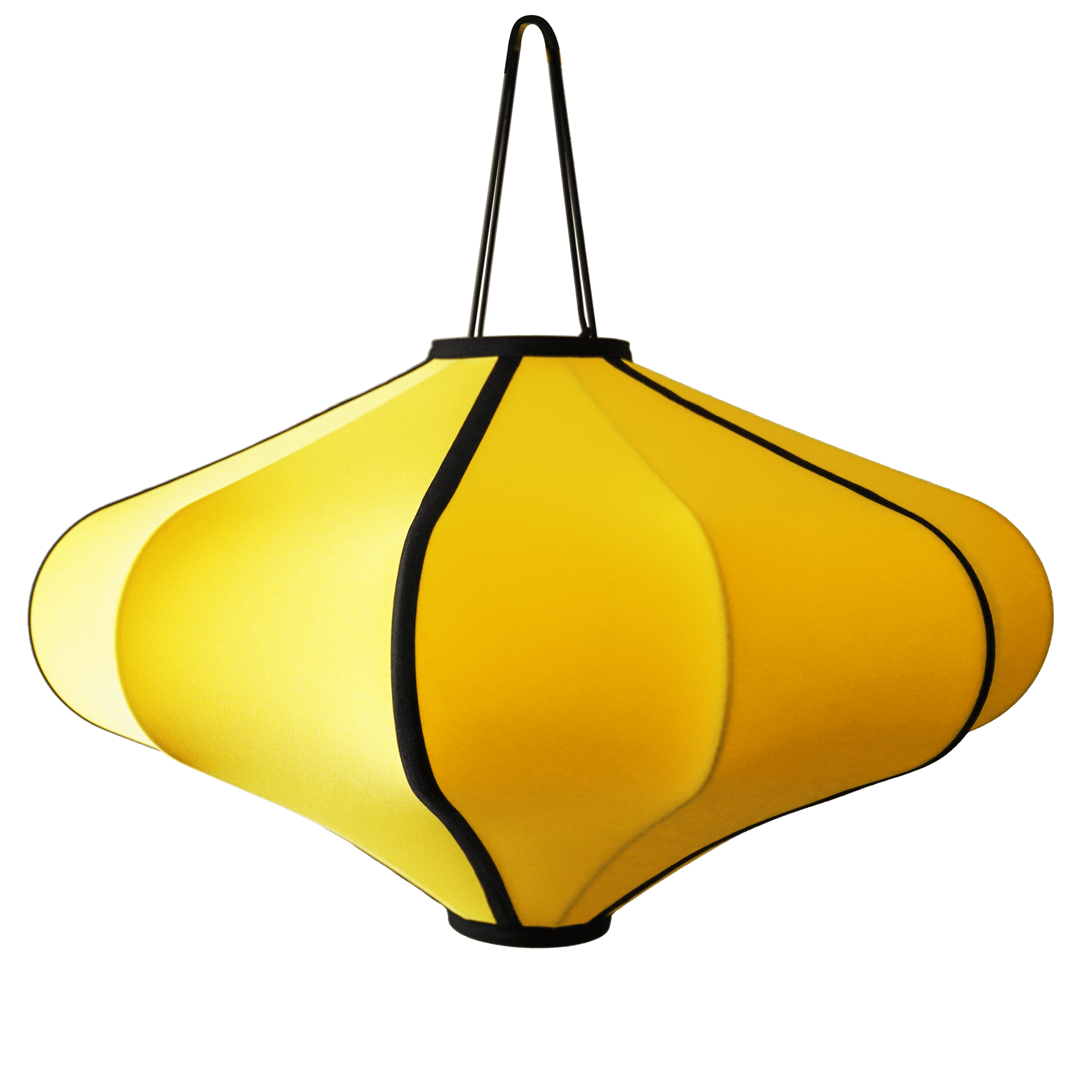 Yellow fabric lantern lamp shade by NeXtime Clocks, 60cm elastic lighting shade with a lantern design.