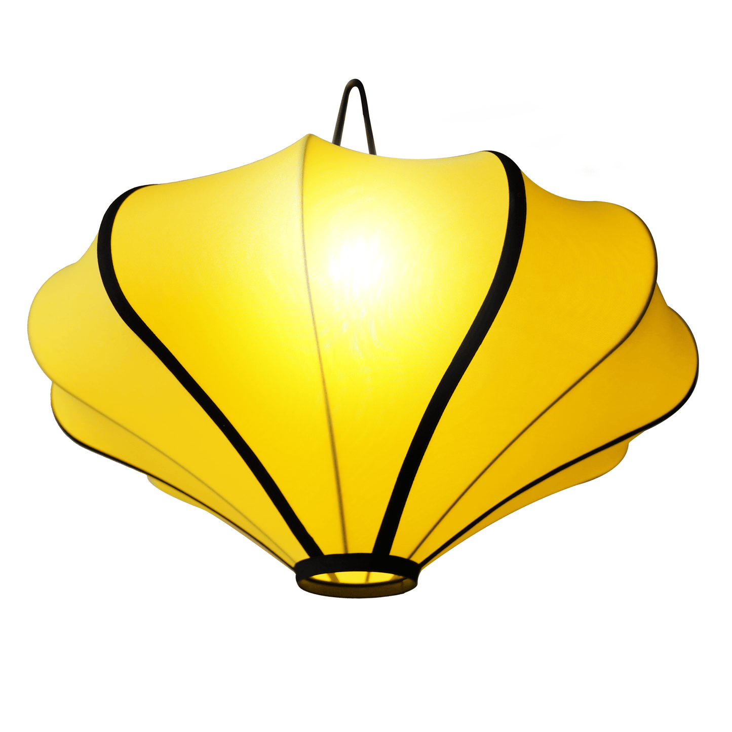 Yellow lantern-style fabric lamp shade, 60cm diameter, by NeXtime Clocks, designed for lighting with a soft, elastic material appearance.