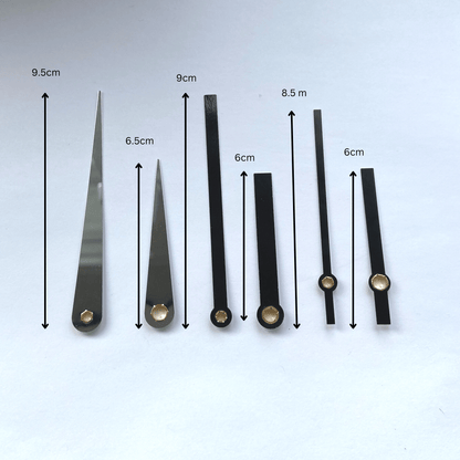 NeXtime Clocks clock hands set S with silent movement, includes hour, minute, and second hands for clock repair or customization.