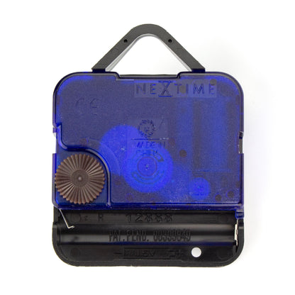 NeXtime clock movement with 14.5 mm shaft and hanger, model PMYT145KP, shown from the back with visible step and mounting features.