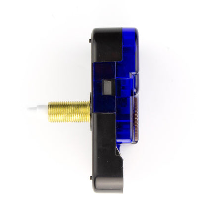 NeXtime Clocks Step Movement 23.5mm (PMYT235TP) with long shaft, side view showing the compact clock movement mechanism.