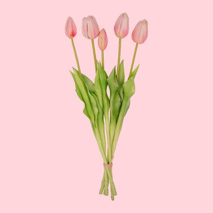 Strawberry Girl Vase + 10x Real Touch Pink Tulips – Silk Artificial Tulips
