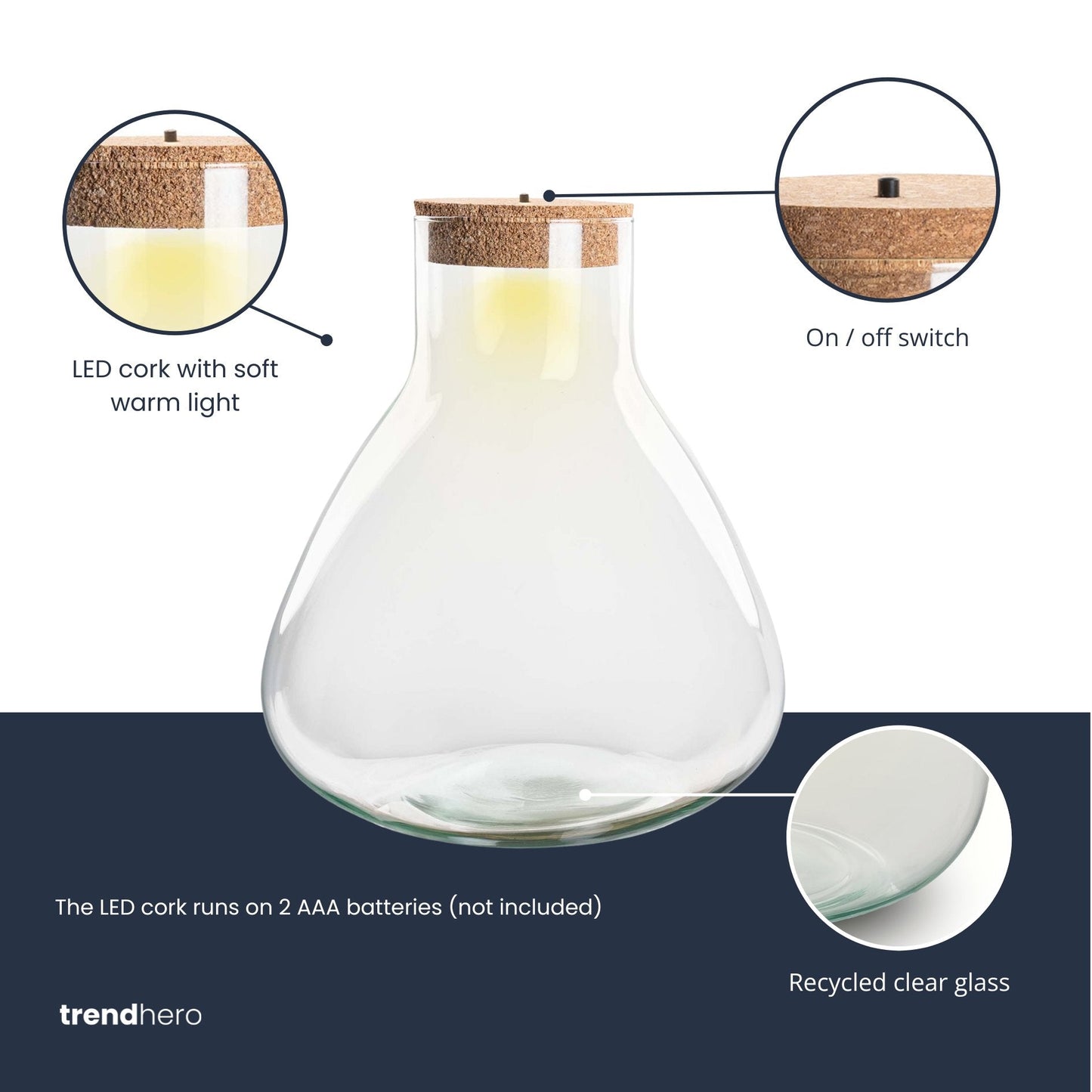 Terrarium with cork - Sam XL with led cork - ↑ 32 cm