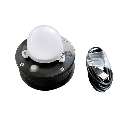 Nextime Lumi solar-powered rechargeable USB-C light unit, compact lighting device with sleek design and adjustable brightness.