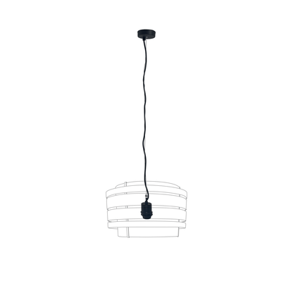 Black Pendant Electric Unit with stainless steel wire and fabric power cable, suitable for E27 bulbs, by NeXtime Clocks.