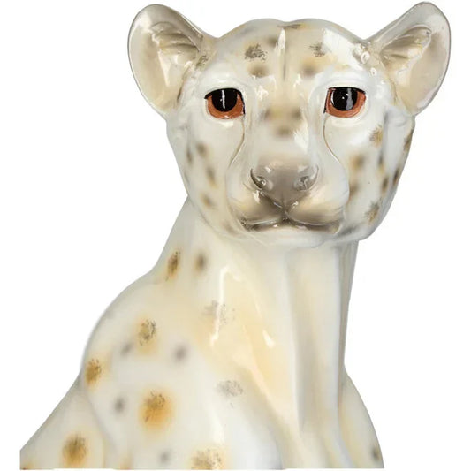 Decorative Leopard Statue - White - 46 cm